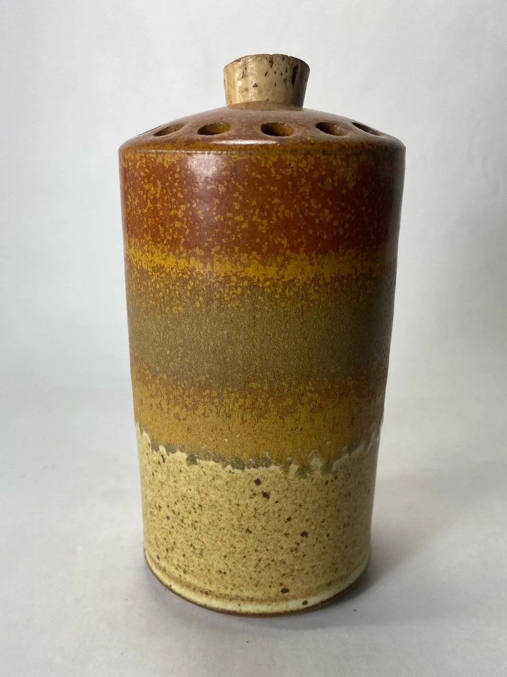 Studio Pottery Artist Signed Ellen Currans Ceramic Shaker Cork Stopper Oregon